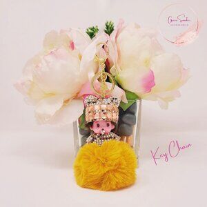 Keychain, Cute Monchichi, Pompom Ball